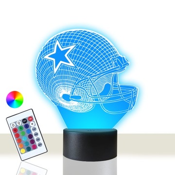 Lampka Stołowa Nocna 3D LED Kask Rugby 16 Kolorów