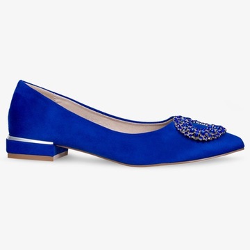 BALERINY DAMSKIE WSUWANE PÓŁBUTY SKÓRZANA WKŁADKA ELEGANCKA OZDOBA r 40