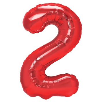 Balon Foliowy Cyfra 2 Duża Czerwona 100cm Urodziny