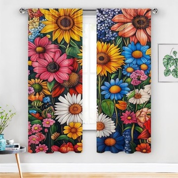 Colorful floral blackout curtains, 2szt