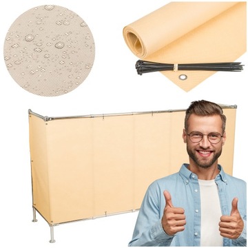 OSŁONA BALKONOWA NA BALKON 0,9X3M MATA BEŻOWA NA TARAS PŁOT UV 99% + GRATIS