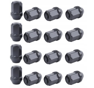 16 szt Nakrętki do felg czarne M12x1,5 MADE IN EU