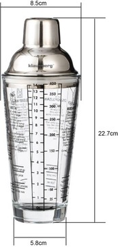 СТЕКЛЯННЫЙ барменский шейкер для напитков, коктейлей с РЕЦЕПТАМИ 400 мл
