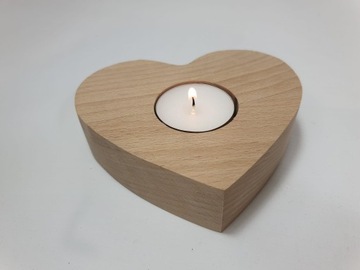 Serce - świecznik drewniany na tealight