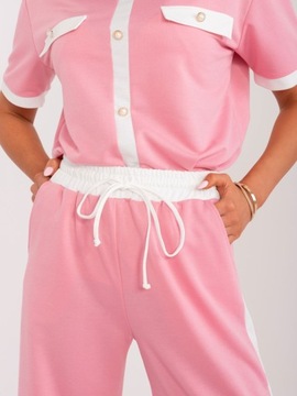Spodnie materiałowe z szeroką nogawką różowe L/XL