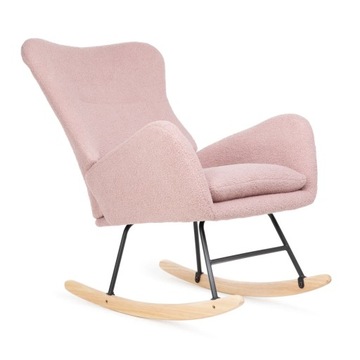 Fotel LUNNIE bujany różowy w tkaninie TEDDY BOUCLÉ