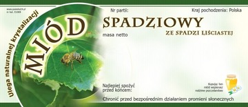 Etykiety na Miód ze Spadzi Liściastej - wzór E1008