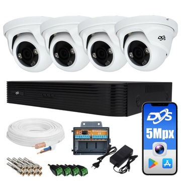 ZESTAW MONITORINGU 4 KAMERY KOPUŁKI 5MPX 2K P2P