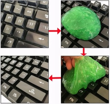 Эластиновый гель для очистки клавиатуры от пыли и клея.