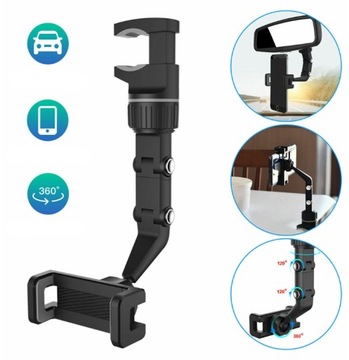 АВТОДЕРЖАТЕЛЬ ТЕЛЕФОНА НА ЗЕРКАЛО ЗАДНЕГО ОБЗОРА ДЛЯ АВТОМОБИЛЯ 360°