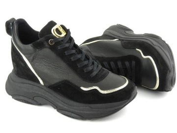Sneakersy Carinii B9061 R.38 Skóra Czarne Lico