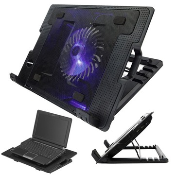 PODKŁADKA PODSTAWKA CHŁODZĄCA POD LAPTOP LED 17 UNIWERSALNA REGULOWANA USB