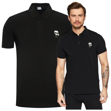 koszulka polo meska czarna karl lagerfeld polówka meska slim fit