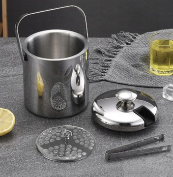 Ведро для льда Термоконтейнер для кубиков льда 1,3л + щипцы и ложка