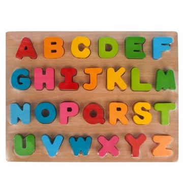 UKŁADANKA DREWNIANA ALFABET LITERKI PUZZLE KLOCKI