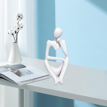 Абстрактный мыслитель, белая большая резная коллекционная вещь, использующая правую руку.