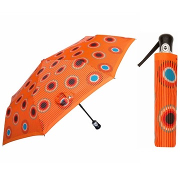 Automatyczna parasolka damska marki Parasol, skórzana rączka produkt polski