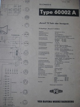 Telewizor Record TV Type 60002 A Rafena Instrukcja