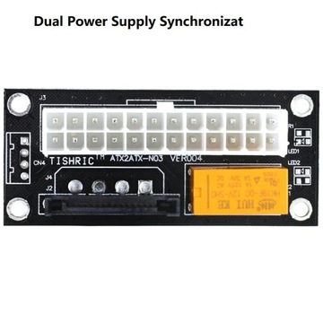 Czarny podwójny zasilacz PSU Adapter synchronizacji Add2psu ATX 24Pin do 4p
