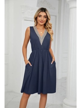 Women's Pleated Waistless Sleeveless Dress Simple