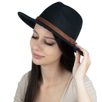 KAPELUSZ PANAMA fedora elegancki filcowy