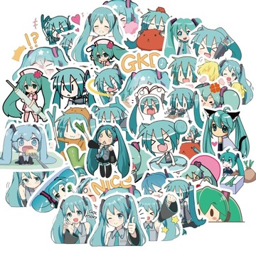 HATSUNE MIKU KOLOROWEM NAKLEJKI WLEPY ZESTAW KOMPLET 50 sztuk