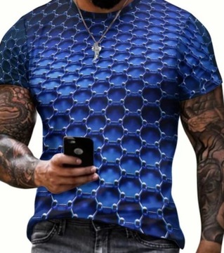 KOSZULKA MĘSKA EFEKT 3D T-SHIRT GRAFICZNY S