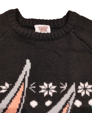 Długi ciepły świąteczny sweter damski tunika Królik Bugs Looney Tunes L