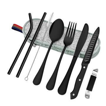 NIEZBĘDNIK TURYSTYCZNY SZTUĆCE KEMPINGOWE PODRÓŻNE NÓZ WIDELEC ŁYŻKA ZESTAW