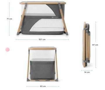 Детская кроватка Kinderkraft 63 x 107 см, оттенки серого и серебра