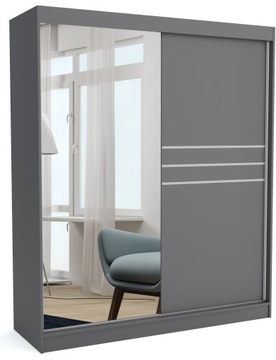 Szafa 160 cm antracyt lustro listwy przesuwna ML