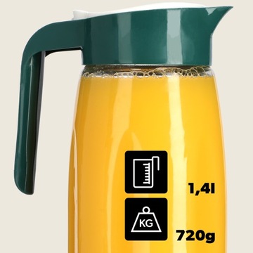 СТЕКЛЯННЫЙ КУВШИН С КРЫШКОЙ ДЛЯ ВОДЫ СОК НАПИТКИ 1,45 Л НАПИТКИ ЛИМОНАД