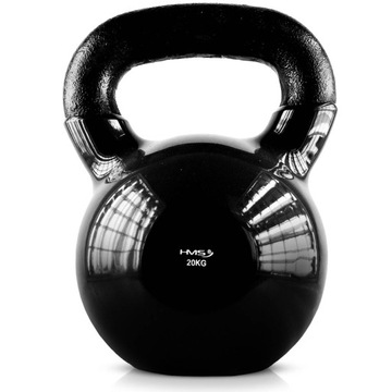 KNV20 BLACK KETTLEBELL ŻELIWNY POKRYTY WINYLEM HMS