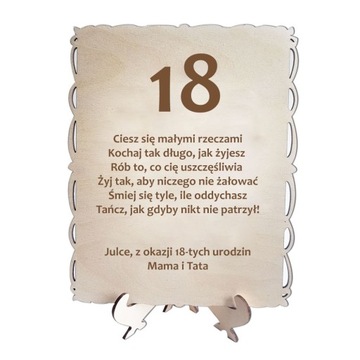 Prezent na 18 urodziny, kartka, 18-tka, pamiątka