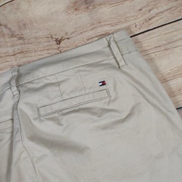 TOMMY HILFIGER Spodnie Chinos Męskie Beżowe Logowane r. S