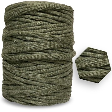 SZNUREK BAWEŁNIANY skręcany DO MAKRAMY 5mm KHAKI