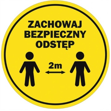 Naklejka ZACHOWAJ ODSTĘP 2m BEZPIECZNA ODLEGŁOŚĆ