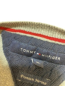 Tommy Hilfiger ORYGINAL WEŁNIANY MERINO SWETER XL