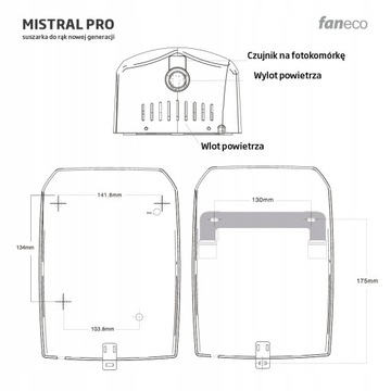 ЧЕРНАЯ СУШИЛКА ДЛЯ РУК MISTRAL PRO FANECO 1500 Вт