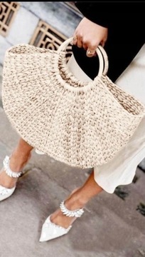 СОЛОМНАЯ КОРЗИНА, ПЛЕТЕНАЯ ПЛЯЖНАЯ КОРЗИНА