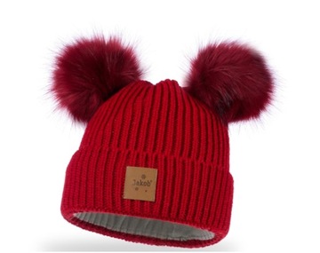 Теплая ШАПКА с двумя флисовыми помпонами ЦВЕТА j1