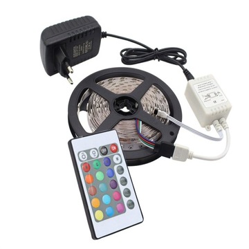 Pasek LED 230V taśma samoprzylepna 5m RGB + pilot