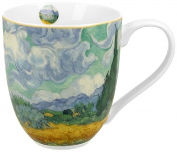 DUŻY KUBEK porcelanowy WHEAT FIELD cyprysy DUO 1 L + pudełko PREZENTOWE