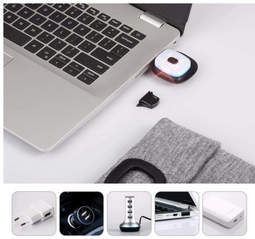 Зимняя шапка с фонариком Светодиодный налобный фонарь Зарядка через USB 4 режима зарядки