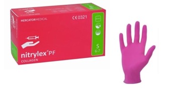 Rękawiczki nitrylowe bezpudrowe Mercator Medical Nitrylex Magenta r. S 100