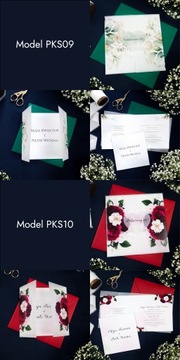 ZAPROSZENIA ŚLUBNE NA ŚLUB Z KALKĄ KOPERTĄ - 2 SZT