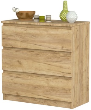 КОМОД 80СМ 3 ЯЩИКА ДУБ РЕМЕСЛЕННЫЙ ЗОЛОТОЙ