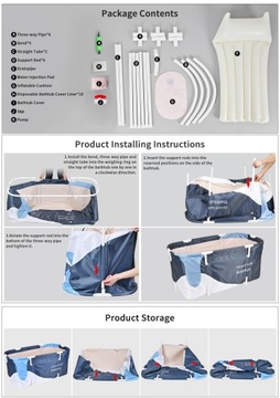 2024 Большая портативная складная СПА-ванна 133*65 см, ПВХ