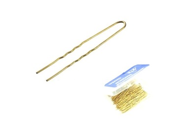 Szpilki karbowane fryzjerskie 65 mm złote 36szt