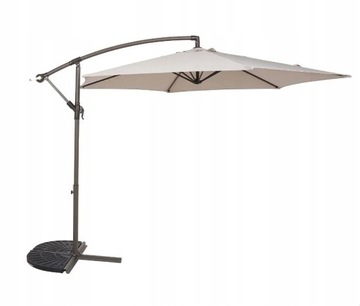 PARASOL OGRODOWY NA WYSIĘGNIKU OKRĄGŁY UCHYLNY beżowy śr. 300 wys. 262 cm